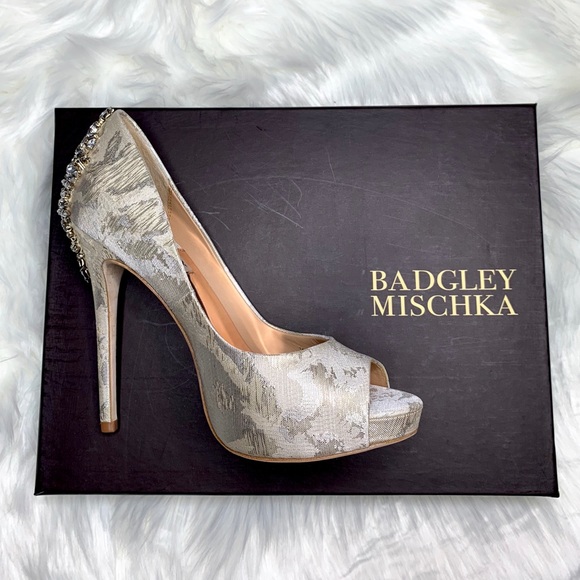Badgley Mischka Kiara Crystal Back Peep Toe Pump - Picture 6 of 8